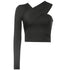 One-shoulder Solid Color Off-the-shoulder V-neck Top